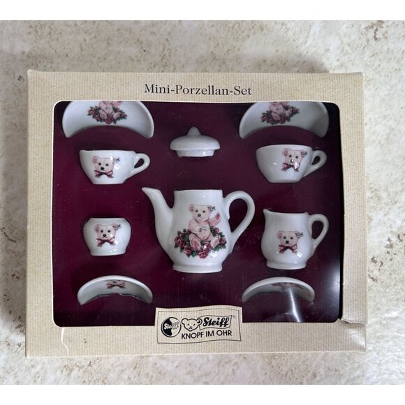 Steiff Other - Vintage 1994 Steiff Teddy Rose Mini-Porzellan 10-Piece Tea Set - NIB